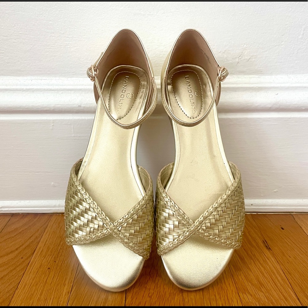 Golden Bandolino Sandal with Mini Wedge